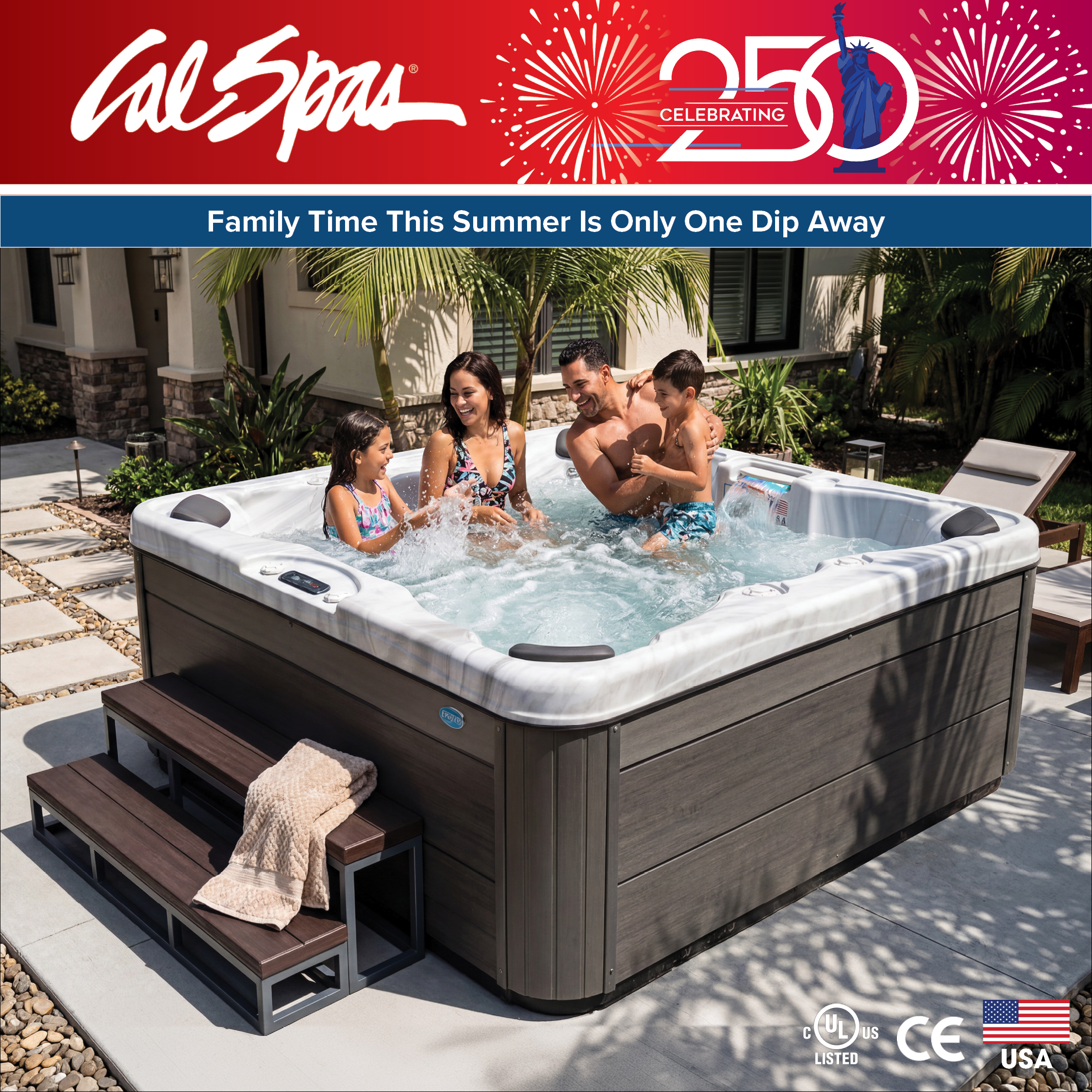 Calspas hot tub being used in a family setting - Billings